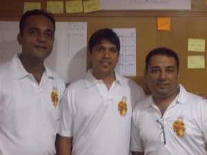 L-R: Anirvan Dam with team members Nachiket & Lovekesh.