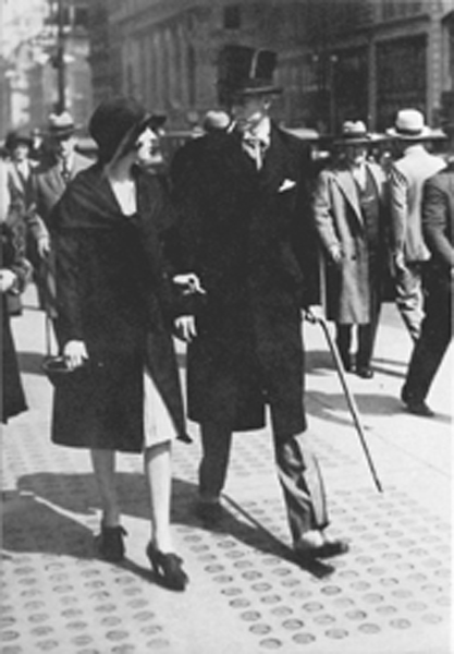 Bertha Hunt smoking during Easter Parade, 1929